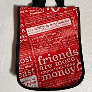 Lululemon Reusable Tote Bag Small White Red Black Print